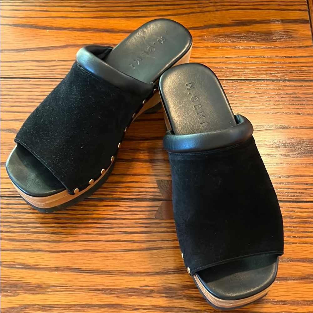 Italian luxury-  M. Gemi The Greta Black Suede Slide Sandals